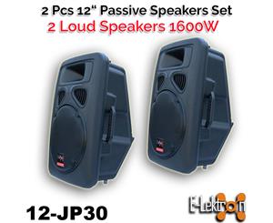 2 X E-Lektron 800W JP30 DJ 12 inch 2 Way PA Speaker Box Passive 30CM / 12&quotwoofer