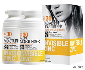 2 x Invisible Zinc SPF30 Facial Moisturiser 50mL