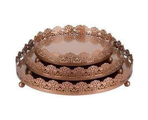 3-Piece Decorative Tray Set | Rose Gold | Sophia Collection