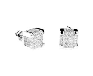 .925 Silver MICRO PAVE Earrings - IMPERIAL 9mm - Silver