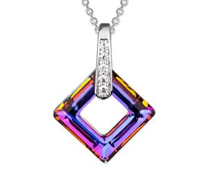 .925 Sterling Silver Mystical Cubic Pendant Embellished with Swarovski crystals-Silver/Multicolour
