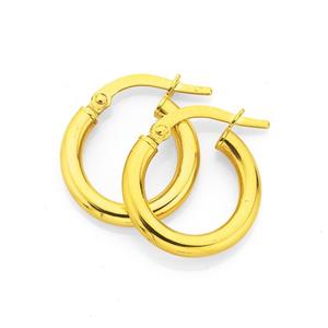 9ct Gold 2.5x10mm Hoop Earrings