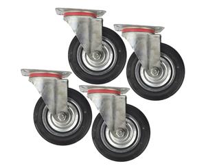 AB Tools 6" (150mm) Rubber Swivel Castor Wheels Trolley Furniture Caster (4 Pack) CST010