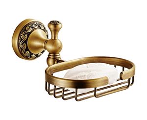 Antique Brass Bathroom Soap Basket Dish Shower Shampoo Tray Wall Mounted
