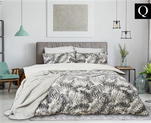 Ardor Ferntree Textured Queen Bed Quilt Cover Set - Grey