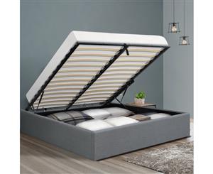 Artiss Queen Size Gas Lift Bed Frame Base With Storage Platform Fabric Wooden Grey TOKI