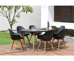 Atticus Outdoor 6 Seater Dining Table And Chairs Setting In Black - Outdoor Dining Settings