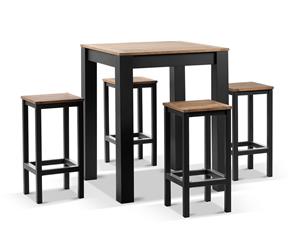 Balmoral 4 Seater Square Teak Top Aluminium Bar Setting - Outdoor Teak Dining Settings - Charcoal Aluminium