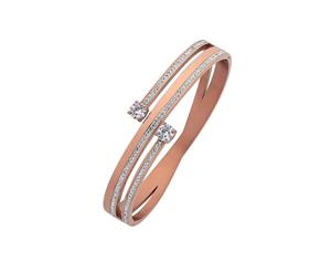 Bevilles Rose Stainless Steel Crystal Bypass Bangle