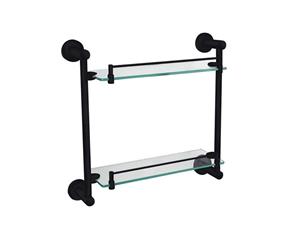 Black Loui Double Glass Shelf