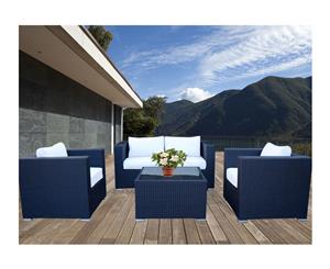 Black Osiana 5 Piece Outdoor Furniture With White Cushion Cover