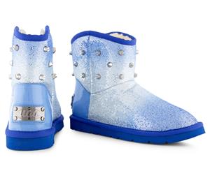 Bluestar Women's Premium Australian Sheepskin Studs Ugg Boot - Silver/Blue