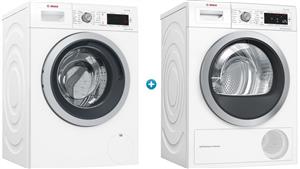 Bosch 9kg Front Load Washing Machine & 9kg Heat Pump Dryer Package