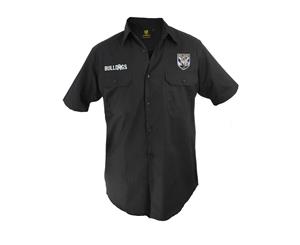 Canterbury Bulldogs NRL Short Sleeve Button Work Shirt BLACK