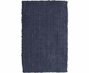 Chunky Weave Jute Rug In Indigo Colour With Natural Rubber Backing