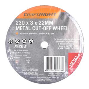 Craftright 230 x 3 x 22mm Metal Cut-off Wheel