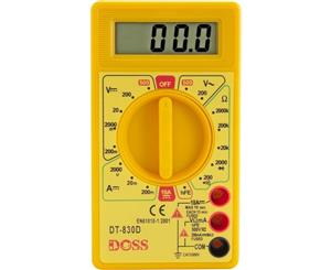 DT830D DOSS Basic Digital Multimeter (Dm150) Doss General Purpose Low Cost Dmm In Sturdy Safety Yellow Case Complete With Shrouded Safety 70 x 126