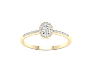 De Couer 9KT Yellow Gold Oval Diamond Halo Promise Ring (1/5CT TDW H-I Color I2 Clarity)