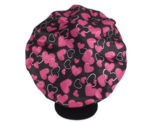 Dilly's Collections Satin Sleeping Cap - Pink Hearts