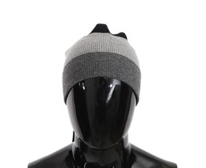 Dolce & Gabbana Gray Black Beanie 100% Cashmere Warm Hat