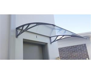 Door Window Single Module Awning Solid Polycarbonate Clear Canopy with Grey Plastic Frame
