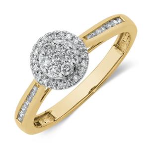 Engagement Ring with 0.25 Carat TW of Diamonds in 10ct Yellow & White Gold