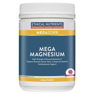 Ethical Nutrients MEGAZORB Mega Magnesium Powder Raspberry 450g