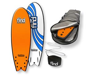 FIND 5ཆ" Tufflex Quadfish Soft Surfboard Softboard + Cover + Leash Package - Orange