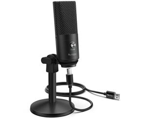 Fifine Technology USB Condenser Broadcast/Podcast Microphone w/Desk Stand Black