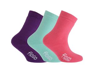 Floso Childrens Boys/Girls Winter Thermal Socks (Pack Of 3) (Pink/Purple/Teal) - K105