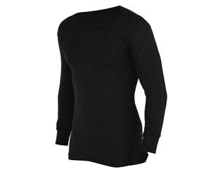 Floso Mens Thermal Underwear Long Sleeve Vest Top (Viscose Premium Range) (Black) - THERM107