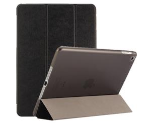 For iPad 20182017 9.7in CaseElegant Silk Textured 3-fold PU Leather CoverBlack