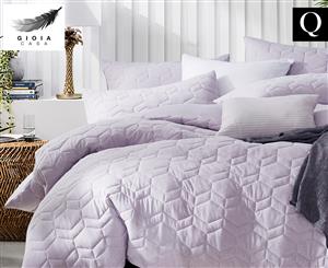 Gioia Casa Quilted Jersey Cotton Queen Bed Quilt Cover Set - Soft Lavender