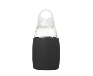 Glass Water Bottle with Silicone Sleeve 350ml in Black