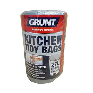 Grunt 27L Silver Medium Kitchen Tidy Bags - 50 Pack