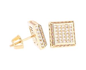 Iced Out Bling Micro Pave Earrings - SLOPE 10mm gold - Gold