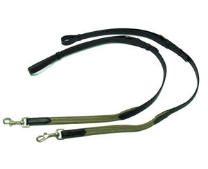 Leather Side Reins With Elastic+Clips Adjustable For Training+Lunging Horse