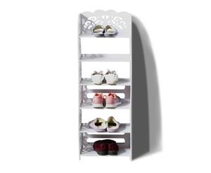 Levede 6 Tier White Chic Hollow Out Shoe Rack Shoes Storage Organizer Shelf