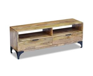 Mango Wood TV Stand Entertainment Unit Drawer Cabinet Table Industrial