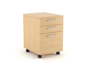 Mobile Pedestal with Lockable Filing Drawers Laminate Maple - silver