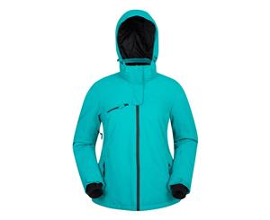 Mountain Warehouse Freezestyle Womens Ski Jacket Waterproof - Hood - Zip Pockets - Turquoise