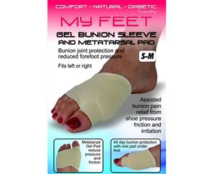 My Feet Gel Bunion Sleeve w/ Metatarsal Pad Sleeve Toe Spreader Joint Pain Each