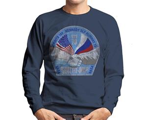 NASA STS 79 Atlantis Mission Badge Distressed Men's Sweatshirt - Navy Blue