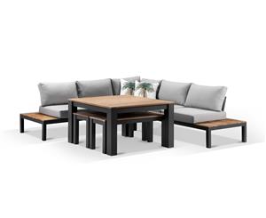 Nova Outdoor Aluminium Lounge And Dining Setting - Outdoor Aluminium Dining Settings - Charcoal with Textured Grey