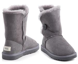 OZWEAR Connection Women's Button Ugg Boot - Charcoal