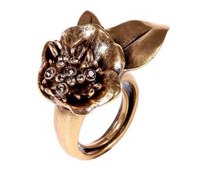 Oscar De La Renta Antique Flower Ring - Gold