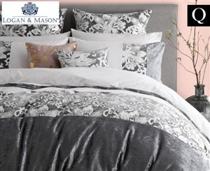 Platinum Colette Queen Bed Quilt Cover Set - Silver