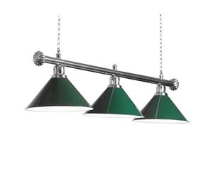 Premium Silver Rail with Green Heavy Duty Shades Pool Table Light