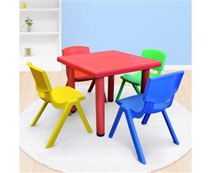Quality Kid's Adjustable Square Table with 4 Chairs Mixed Set