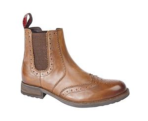 Roamers Mens Softie Leather Twin Gusset Brogue Ankle Boots (Tan) - DF797